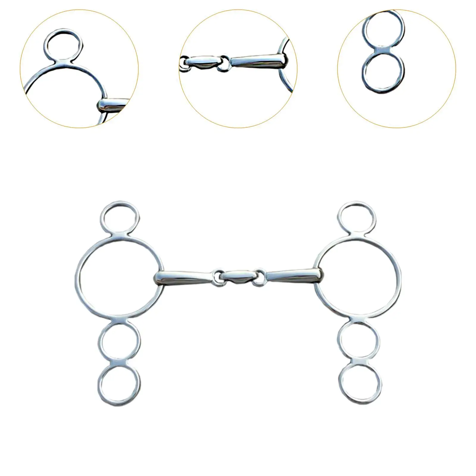 Stainless Steel Continental Gag Bit Lightweight Rustproof Equestrian Supplies for Controling Horse Activities Horse Training