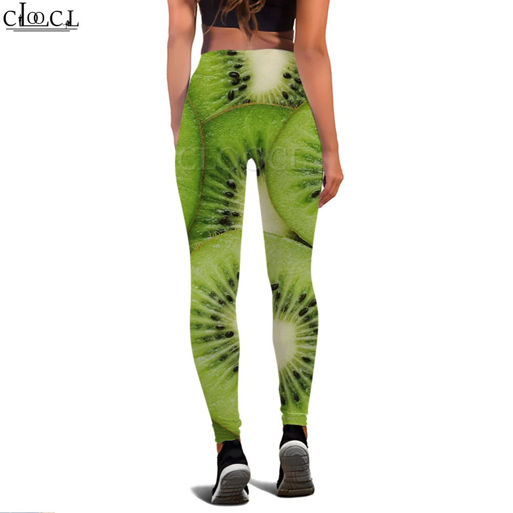 CLOOCL-Leggings informales a la moda para mujer, pantalones con estampado 3D de rodajas de Kiwi deliciosas, mallas sin costuras para entrenamiento de gimnasio