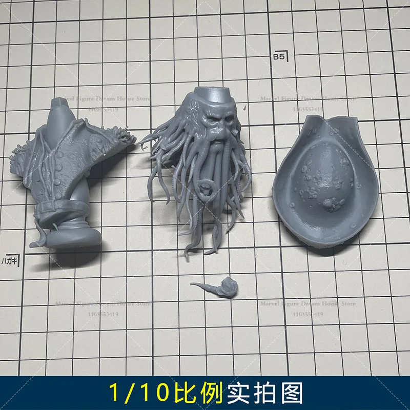 1/16 1/10 1/6 Scale Caribbean Pirate Ghost Ship Captain Davy Jones Fantasy Adventure Movie 3D Resin Un-panited Male Bust Model