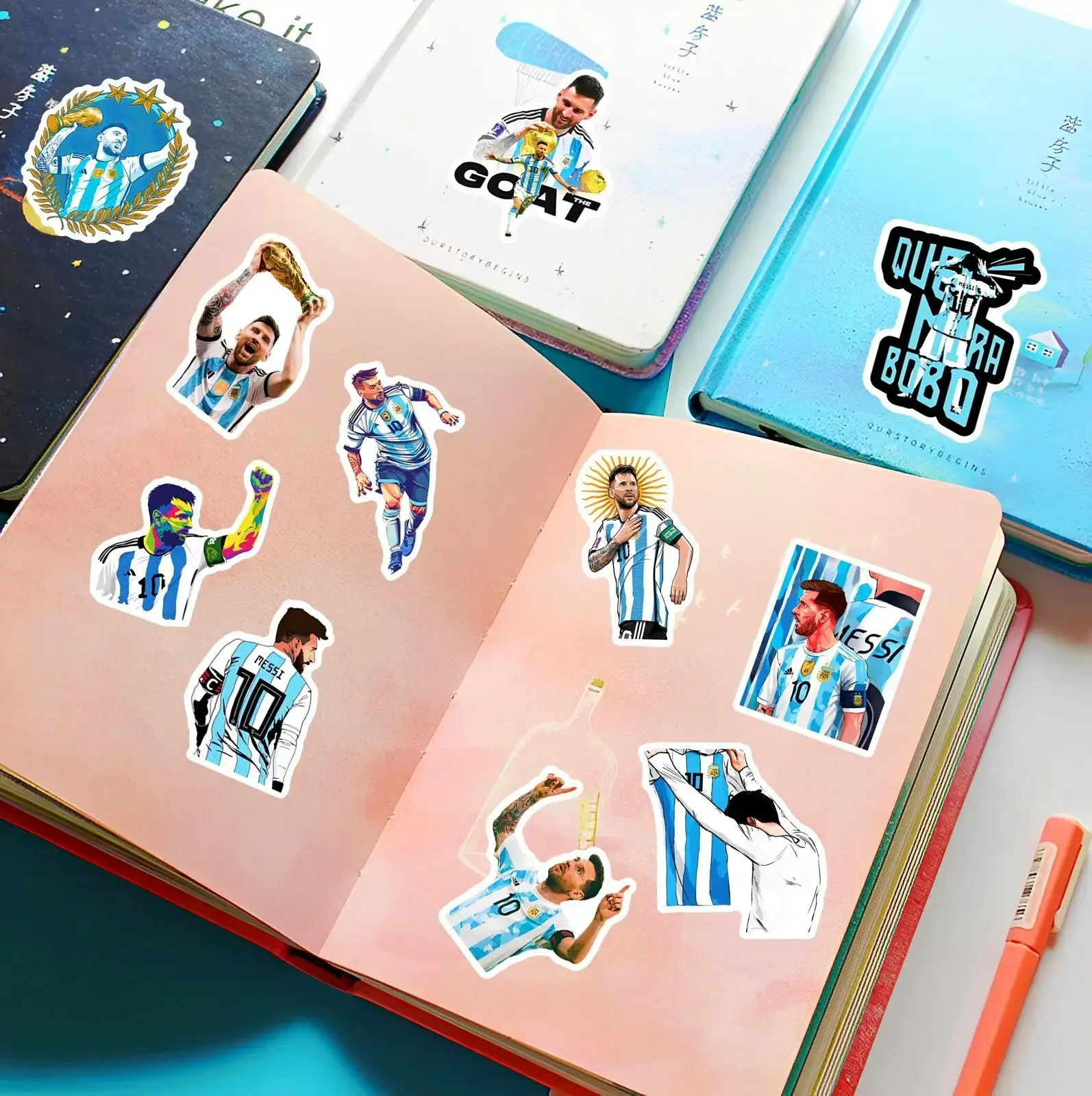 50Pcs Football Star Stickers Messi Sticker Small Decals for Hydro Flasks Laptop Phone Case Computer Water Bottle image 3