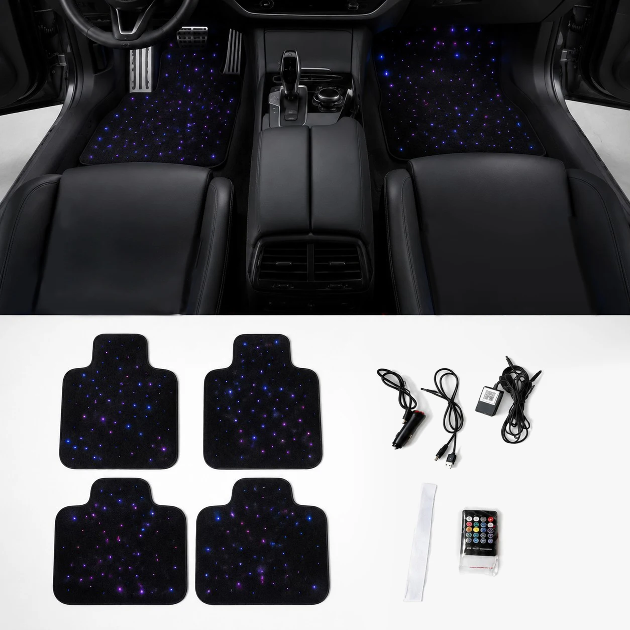 Universal Size App Control Starlight Car Mat Set Fiber Optic Starlight Car Floor Mats