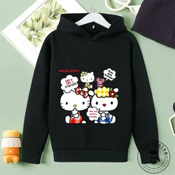 Casual Hello Kitty Street Style Tops for Children Vibrant All-Over Prints Solid Backgrounds Autumn Winter Fashion Fun by Sanrio