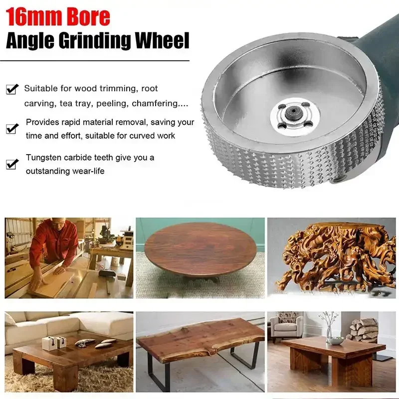 16/22mm Bore Round Wood Angle Grinding Polishing Wheel Sanding Carving Rotary Tool Abrasive Rotary Disc Tungsten Carbide Power