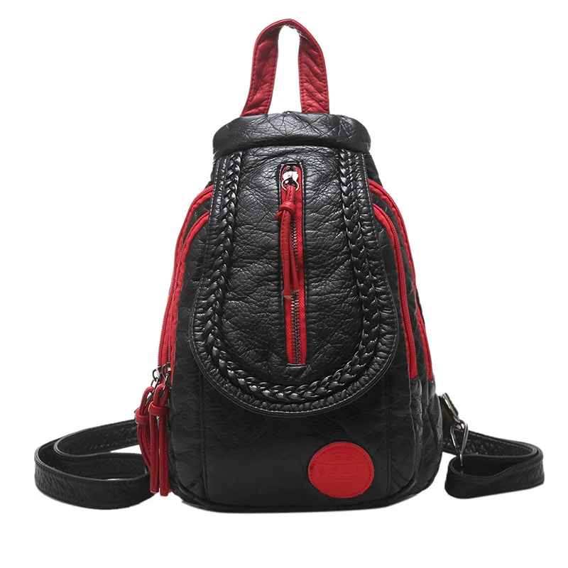 2024 new mini shoulder bag female bag Korean fashion wild embroidery soft leather small backpack