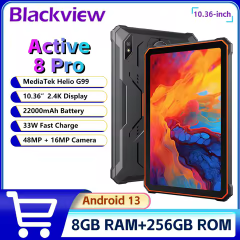 Blackview Active 8 Pro Rugged Tablet 16GB 256GB Android 13 10.36" 2.4K Display Helio G99 48MP Camera Tablet PC