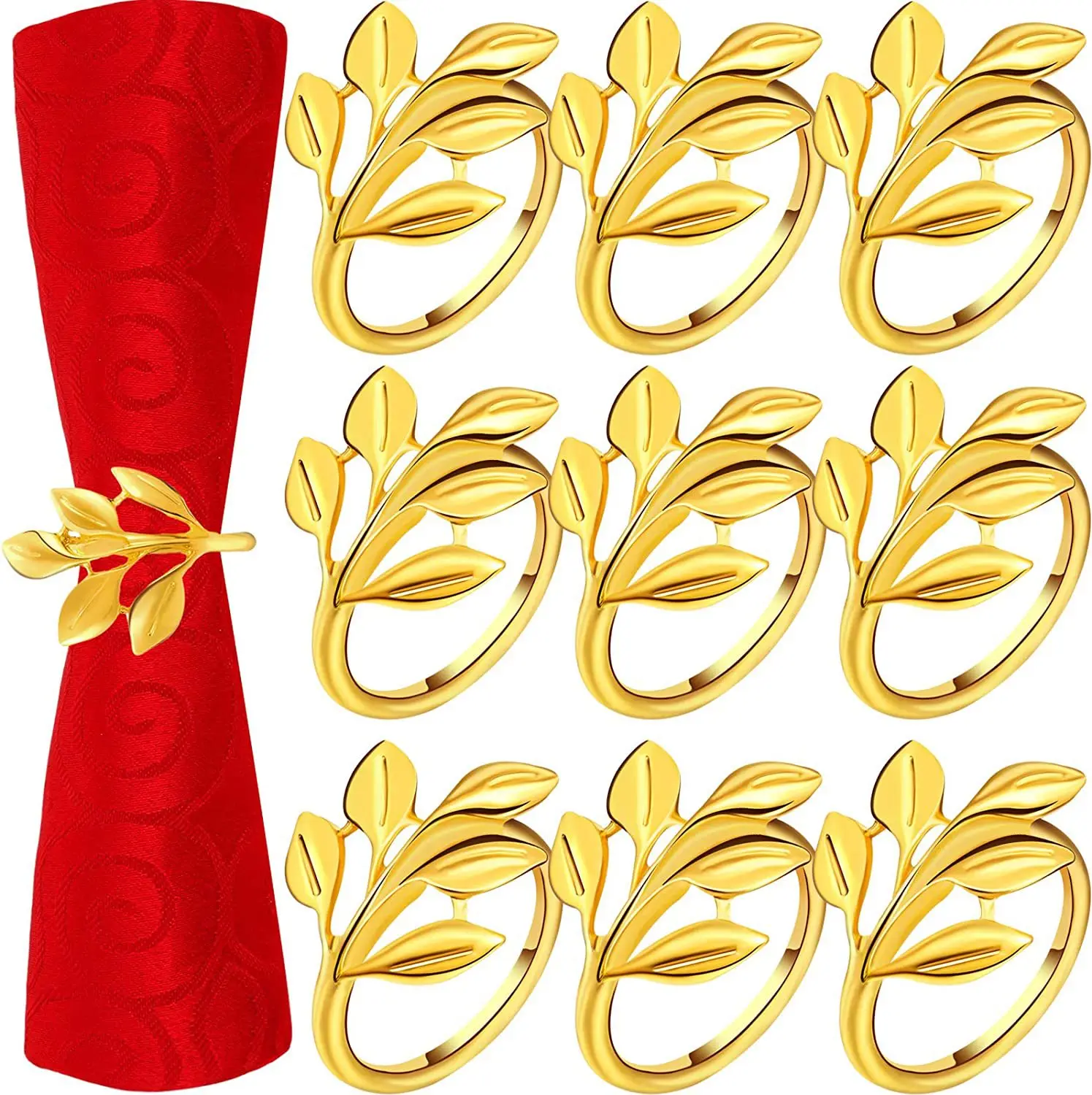 

12/20pcs Elegant Napkin Rings - Durable Zinc Alloy, Heat & Cold Resistant for Weddings,Parties, Special Events,Leaf napkin ring