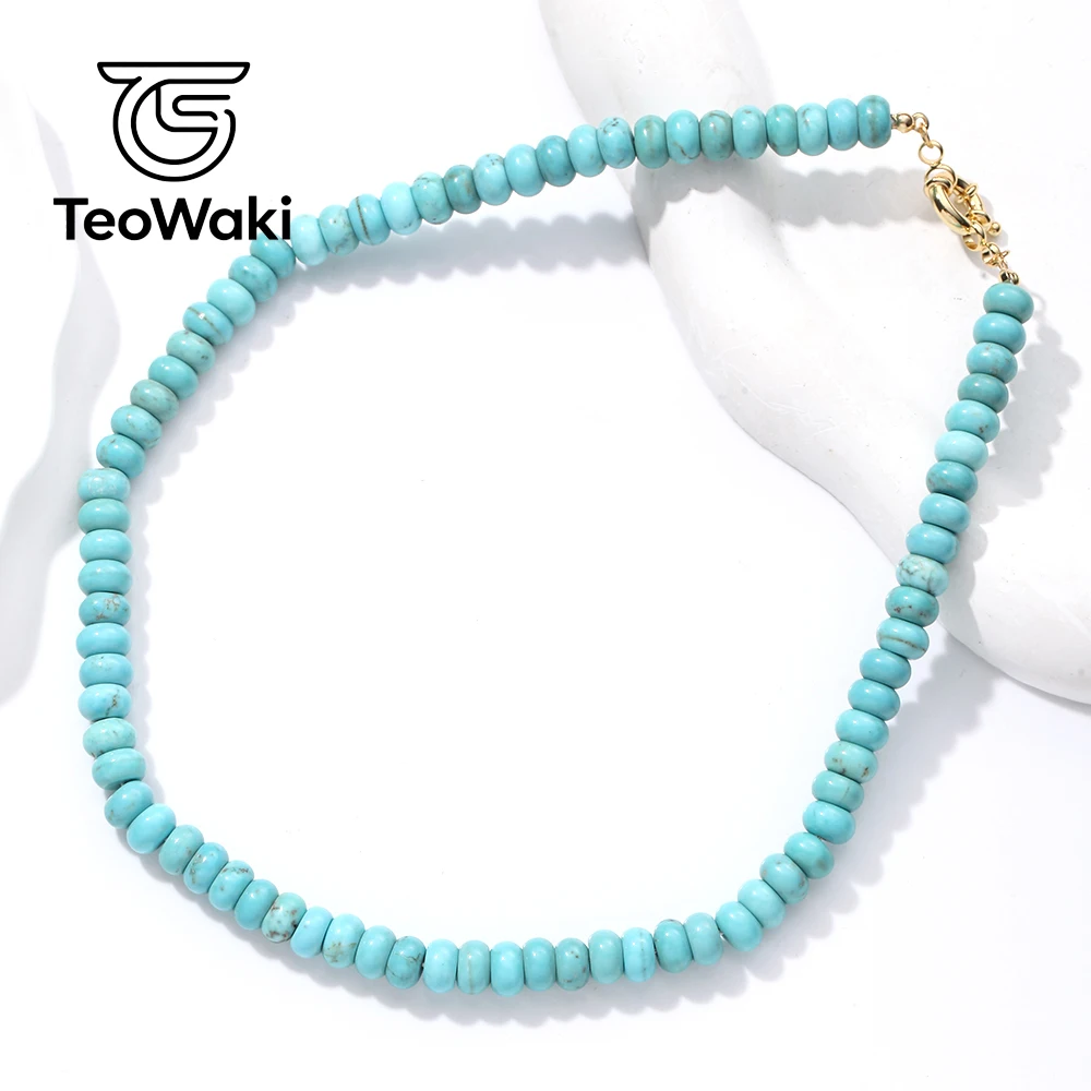 TeoWaki Granat-Jade-Abakus-Perlen-Halskette, Naturstein-Halskette, verstellbarer Handschmuck, Damen-Halskette für den täglichen Gebrauch, 40 + 5 cm – Detail 5