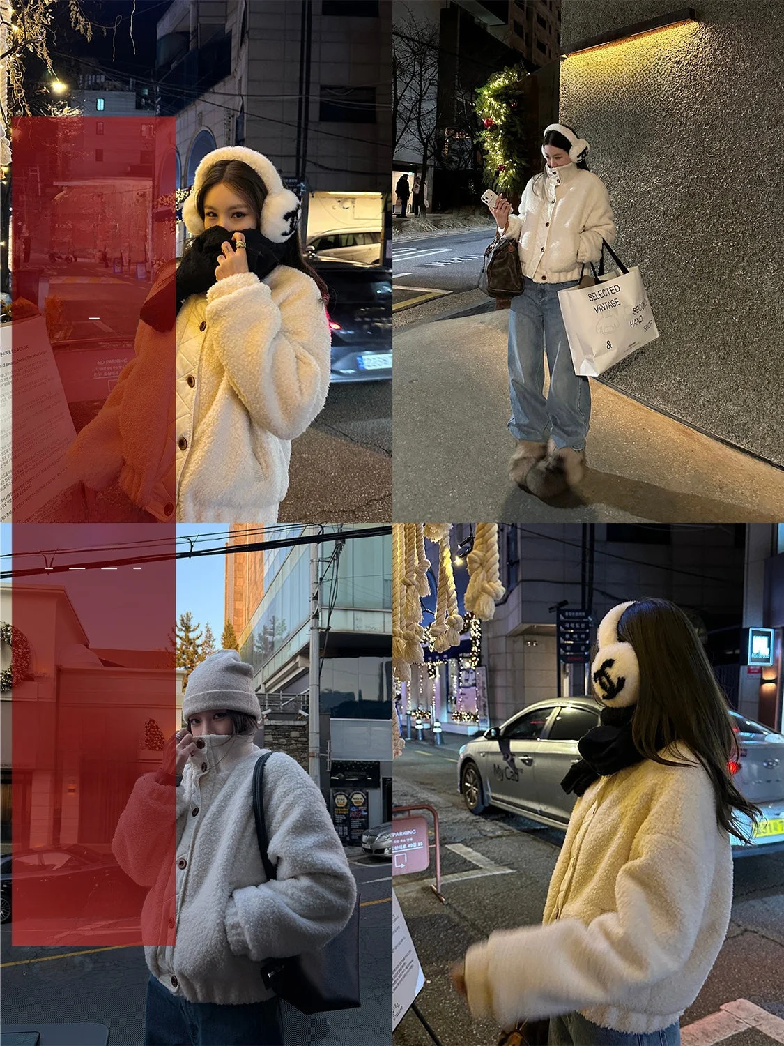 

D YANGJUN Women's White Lamb Fur Collar Jaet ort Sle Single Button Warm Top Casual Faion Winter New Arrival