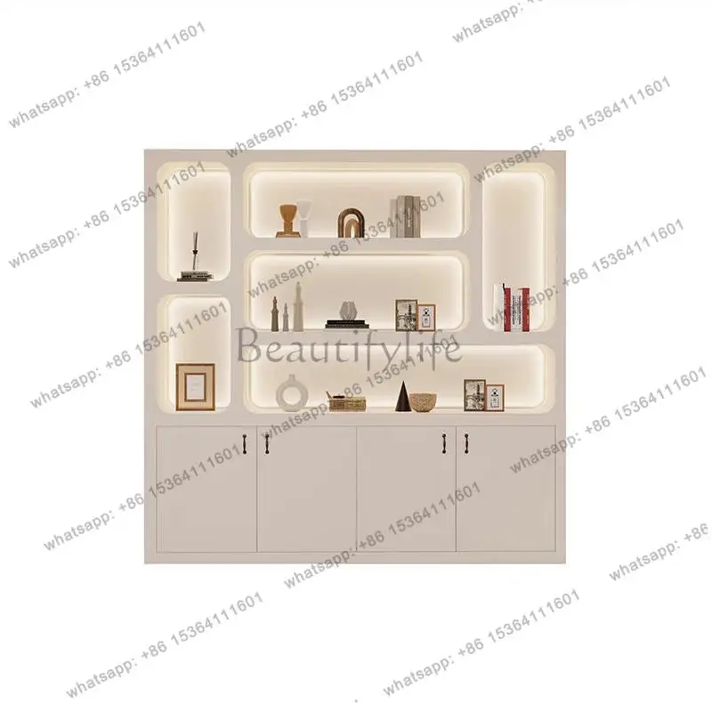French Cream Style Beauty Salon Display Cabinet Minimalist Style Designer High-end Display Rack Luxury Commercial Furniture FYMC