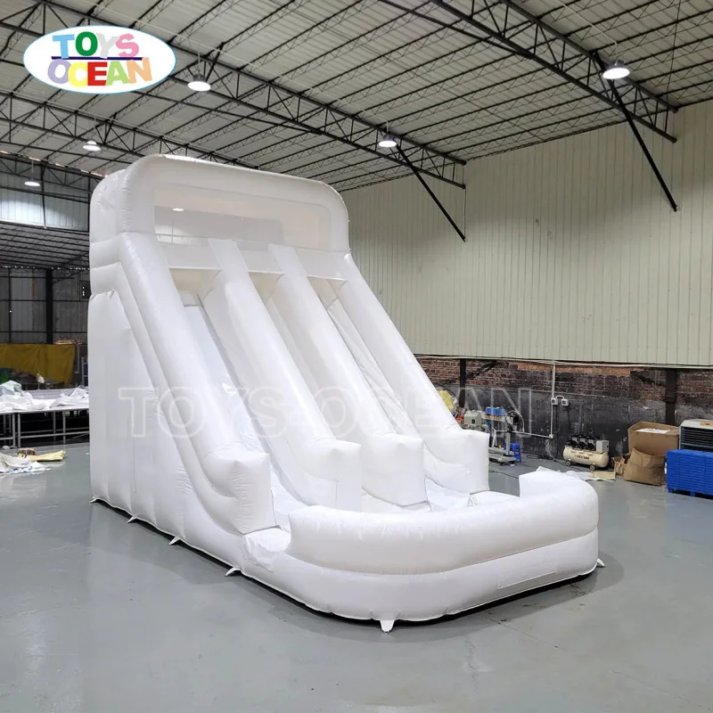 Large Double Slide Commercial Inflatable Water Slide Pool Solid White PVC for Adults and Kids Outdoor Type