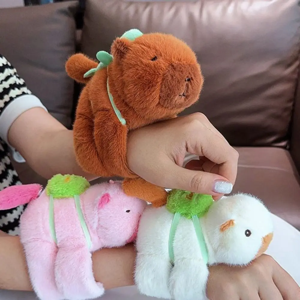 New Capybara Clap Circle Toys Slap Snap Wrap Wristband Capybara Plush Hand Rope Bracelet Fun Pop Circles for Kids Gift