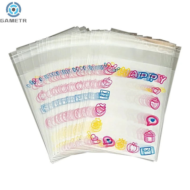 Fundas transparentes Kawaii para sesión fotográfica, bolsa de almacenamiento protectora para fotos de Idol, autoadhesiva con Graffiti, 20/50/100 piezas