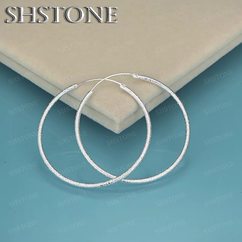 

50mm/60mm 925 Sterling Silver Large Round Hoop Earrings Women Fashion Charm Wedding Engagement Party Pretty Jewelry Accessories