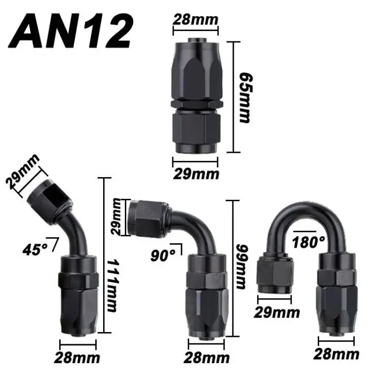 AN12 1.5M acier inoxydable tressé CPE caoutchouc carburant huile tuyau ligne tuyau Tube avec droit 45 90 180 degrés pivotant tuyau fin raccord