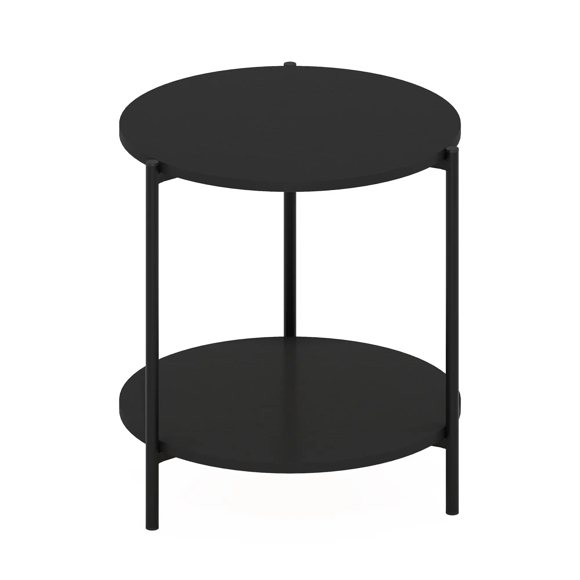 

Furinno Besi 2-Tier Modern Round Side End Table with Sturdy Metal Legs, Americano