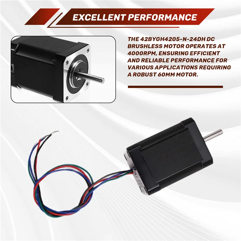 

AA81-Precision Engineering 42BYGH4205-N-24DH 60Mm 4000Rpm DC Motor For 24V BLDC Applications