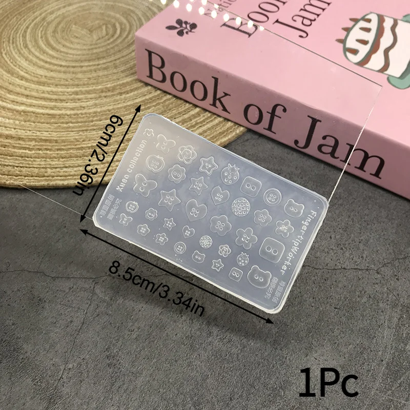 1Pc Cartoon Butterfly Button Key Lock Silicone Nail Mold Decorations Accessories Nail Stamping DIY Manicure Art Tool.