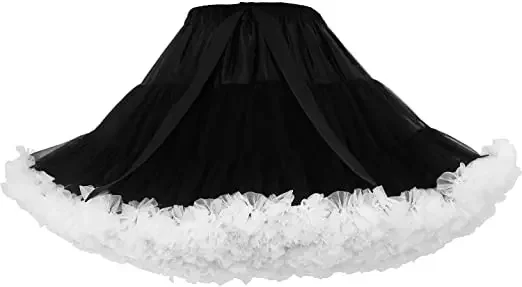 Womens Fluffy Skirt for Girl Tutu Petticoats Tulle Party Dance Black White