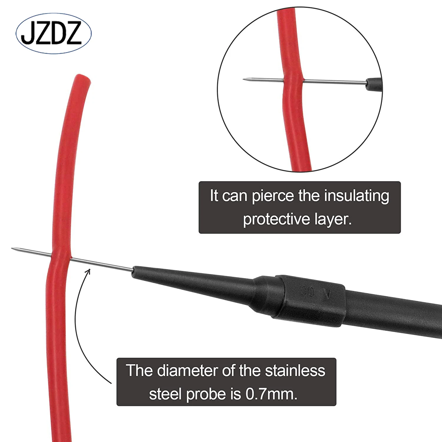 JZDZ 2pcs 0.7mm sonda di prova ago mul-timetro sonda posteriore in acciaio inossidabile 4mm strumento di riparazione automatica J.30009