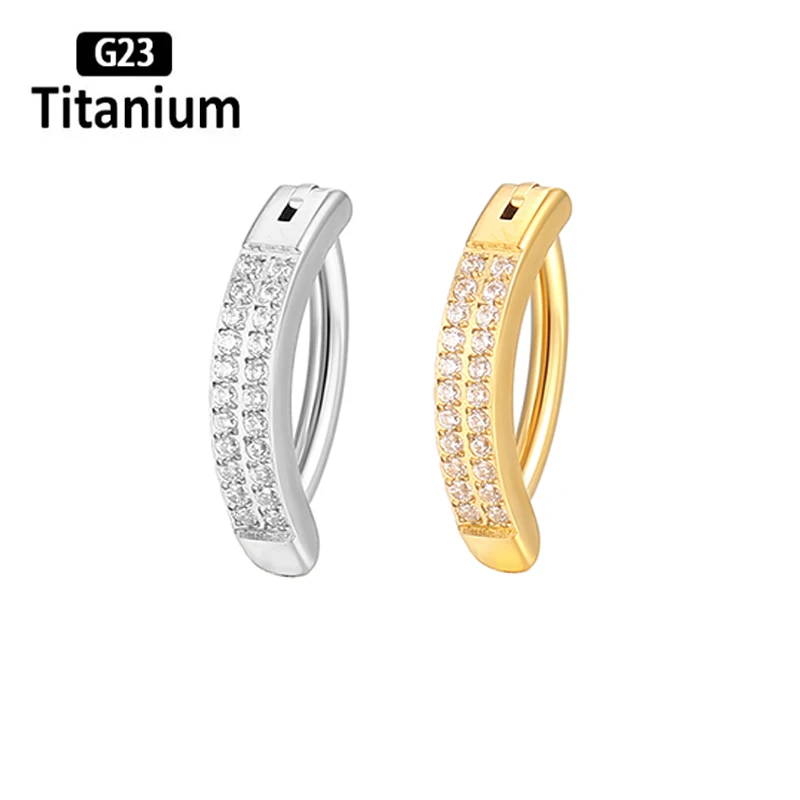 G23 Titanium Piercing 14G Double Row CZ Belly Button Rings Reverse Curved Navel 10mm Bar Length Barbell Body Jewelry Earrings