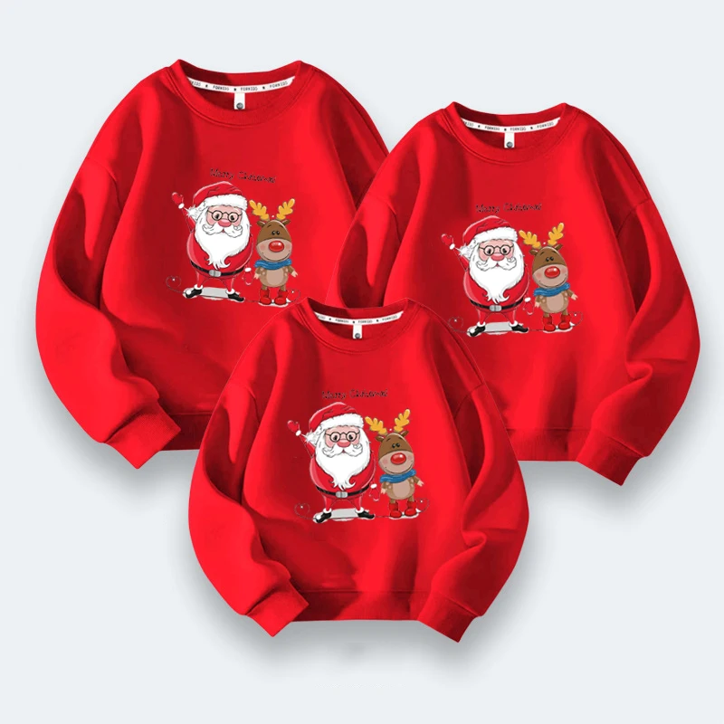 

Christmas Family Sweater with Deer Jersey De Navidad Para To Da La Familia Mother and Daughter Matching Outfits Family Clothing