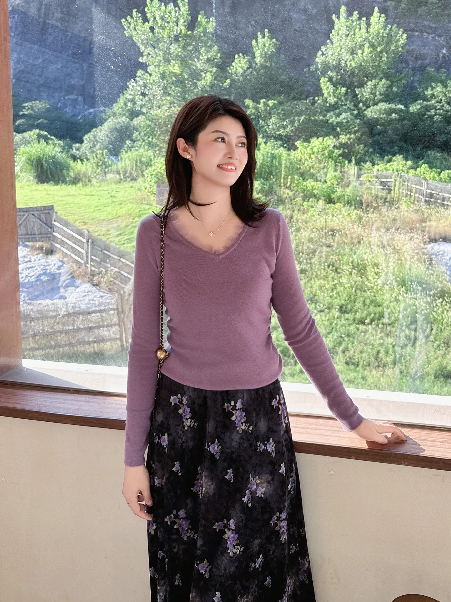 ele-lace-v-ne-design-pleated-waist-knitted-top-base-layer-ballet-love-zillal-polyester-acrylic-wool-blend-long-sve