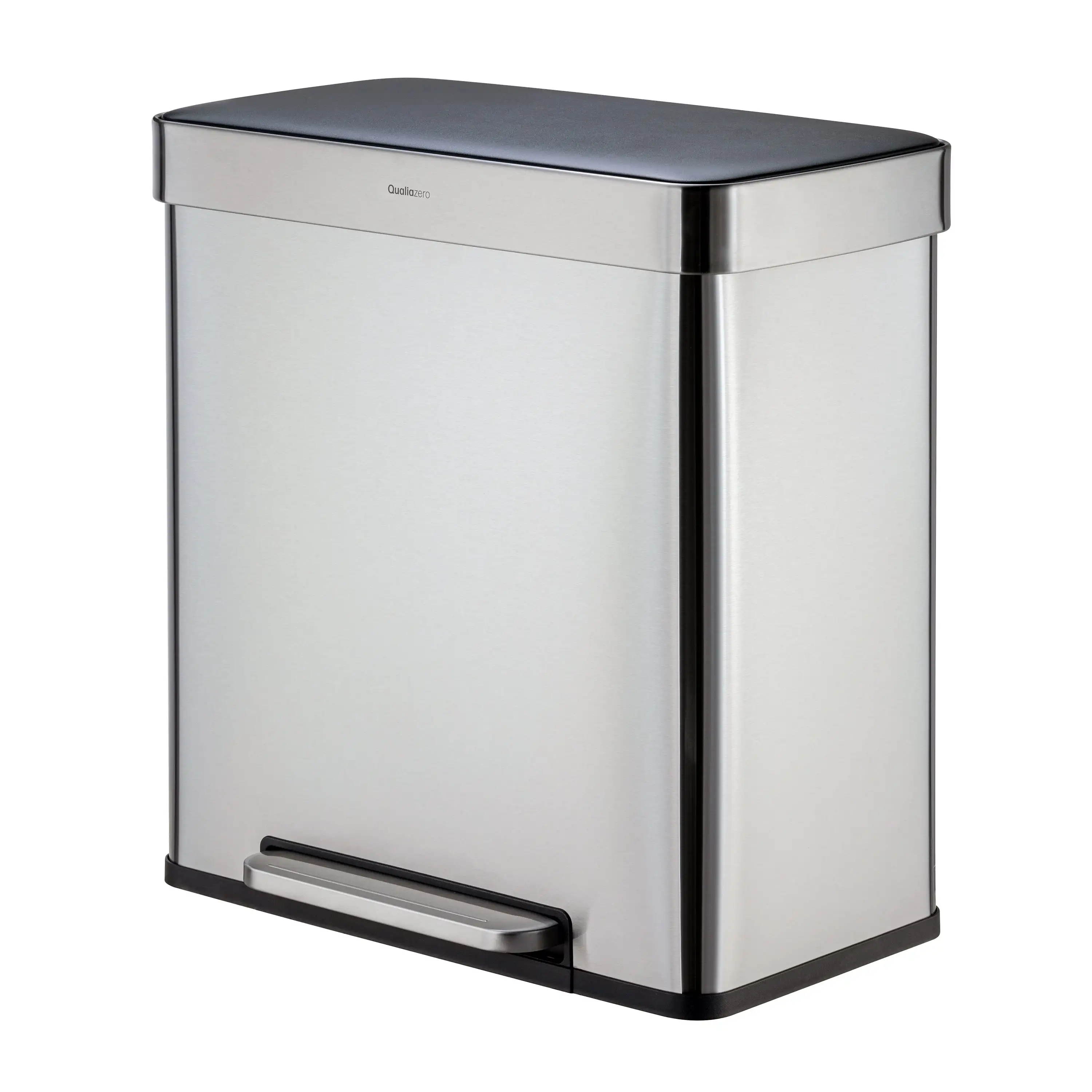 

Qualiazero 16 Gallon Trash Can, 8 Gallon Dual Compartment Step on Kitchen Trash Can, Stainless Steel