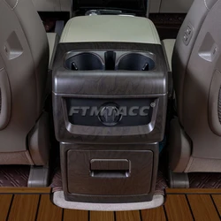 For Kia Carnival KA4 2020 2021 2022 2023 ABS Peach Wood Rear Seat Console Cup Holder Panel Air Condition Vent Outlet Cover Trim