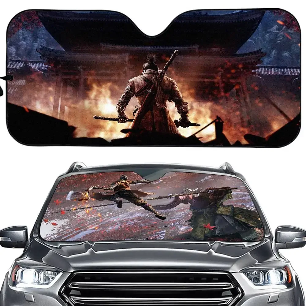 S-Sekiro S-Shadows يموت T-Twice الكرتون نافذة رقائق ساخنة الزجاج الأمامي ظلة نافذة السيارة الأمامية قناع سيارة أدوات حماية الطاقة الشمسية #1