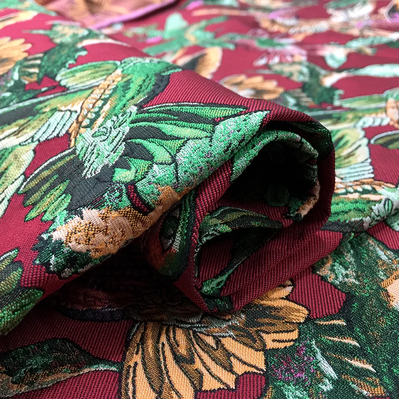 Jacquard Brocade Fabric European Brand Design Bird Pattern Autumn Winter Stiff Dress Jacket Coat Clothing Fashion Fabrics