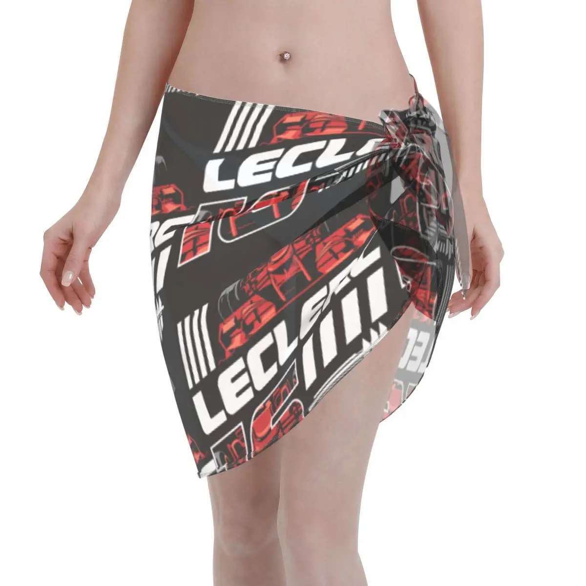 

Custom Charles Leclerc 16 Beach Up Wrap Sport Car See-Through Beach Bikini Cover Up Short Skirt Chiffon Scarf Cover Ups