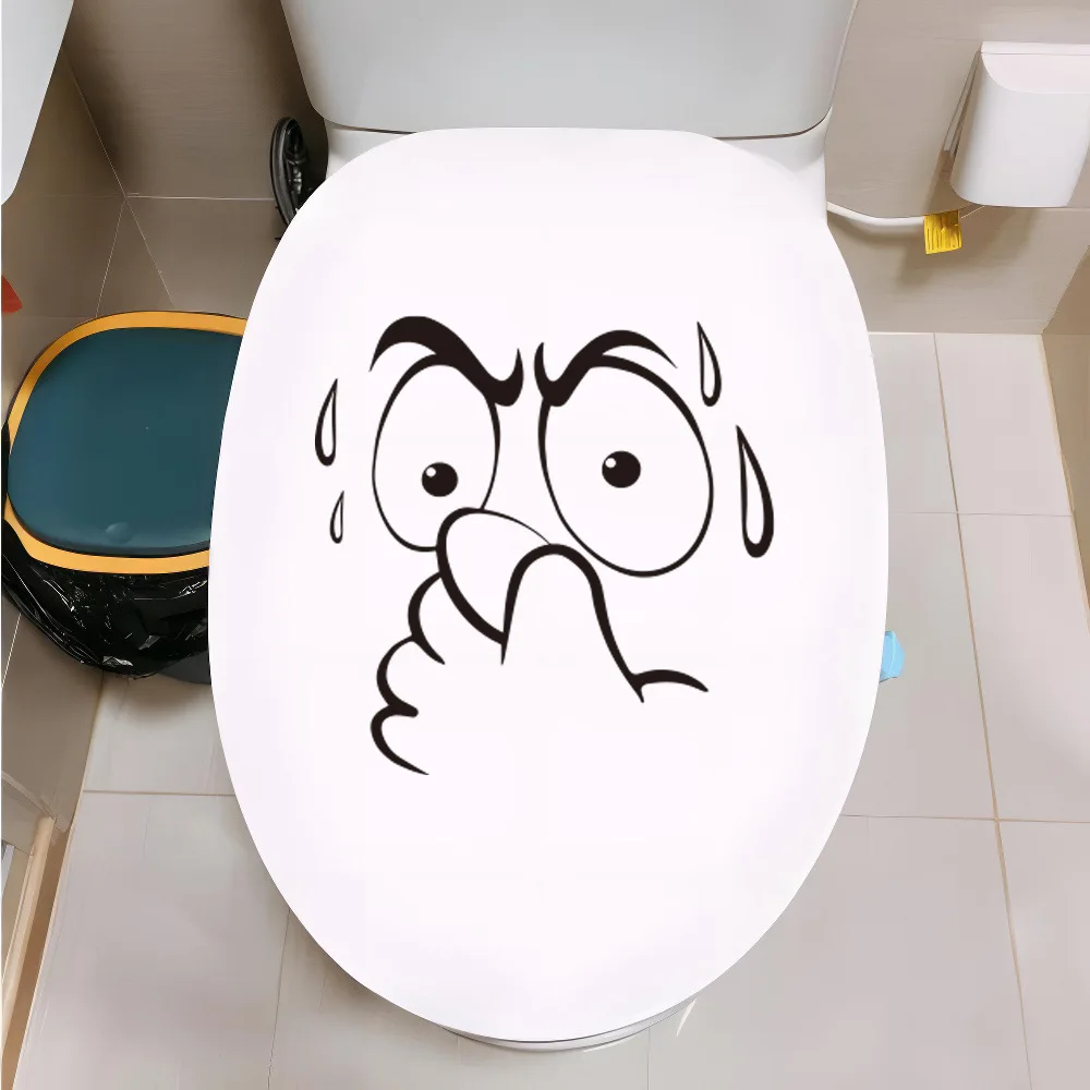 1pcs Creative Fun Bathroom stickers Toilet Sticker Wall Sticker Bathroom Decor cute cartoon expression Toilet stickers Art Decor