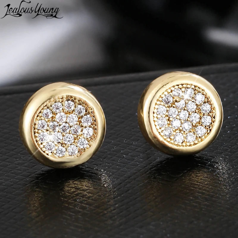 2023 Zircon Round Stud Earrings European and American Trend Hiphop Gold-plated Micro Inset Earings Unisex 귀걸이