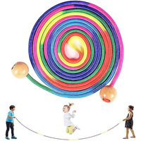 5m Rainbow Long  rope Group Skipping Rope Long Rope Children Students Speed Skipping Rope -fit Jump Rope With Anti-Slip Handle
