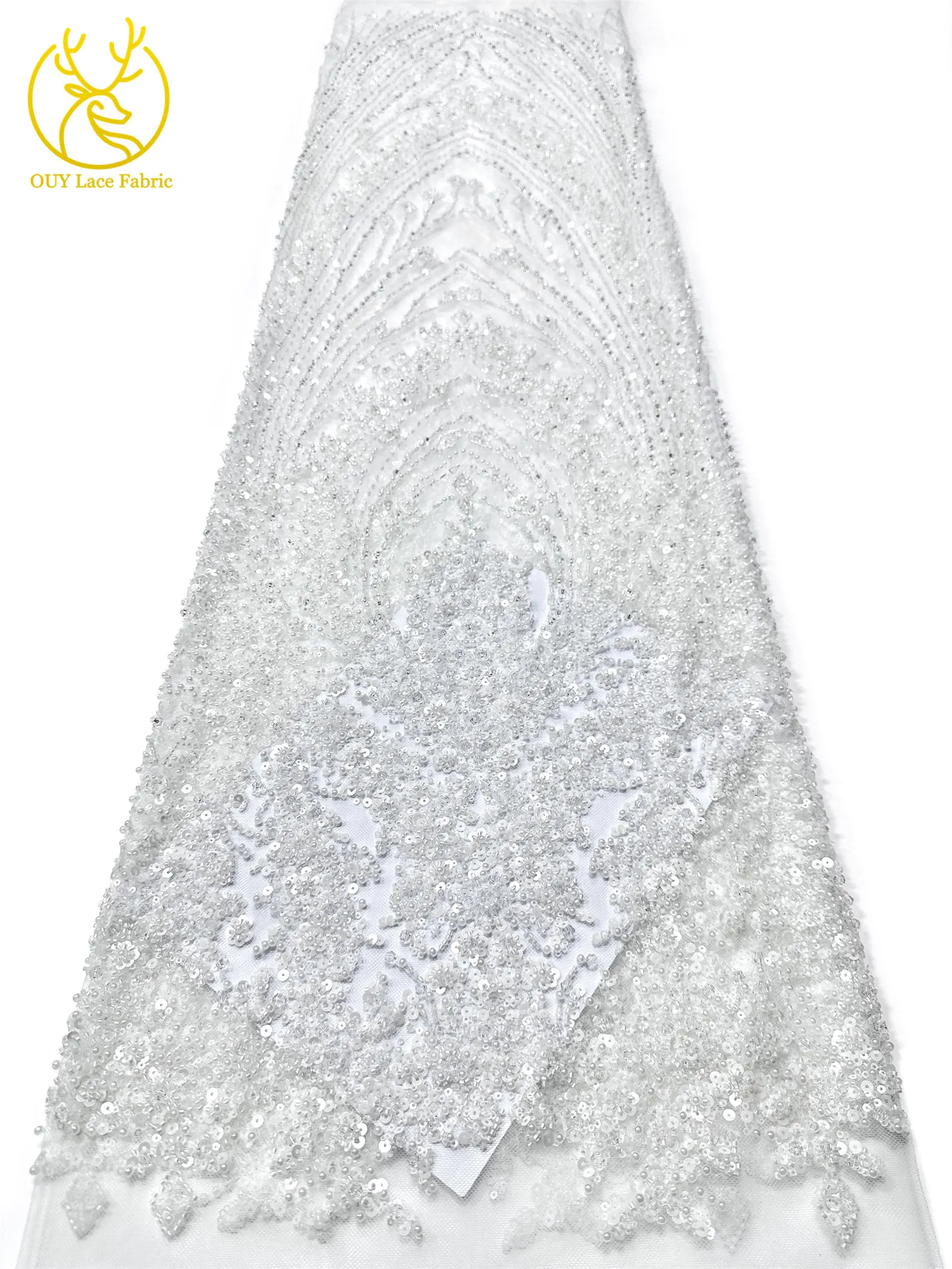 Schwarzer Luxuriöser Afrikanischer Handgefertigter Schwer Perlenverzierter Pailletten-Spitzenstoff 5 Yards Luxuriöser Französischer Tüll-Spitzenstoff für Partykleider – Detail 13