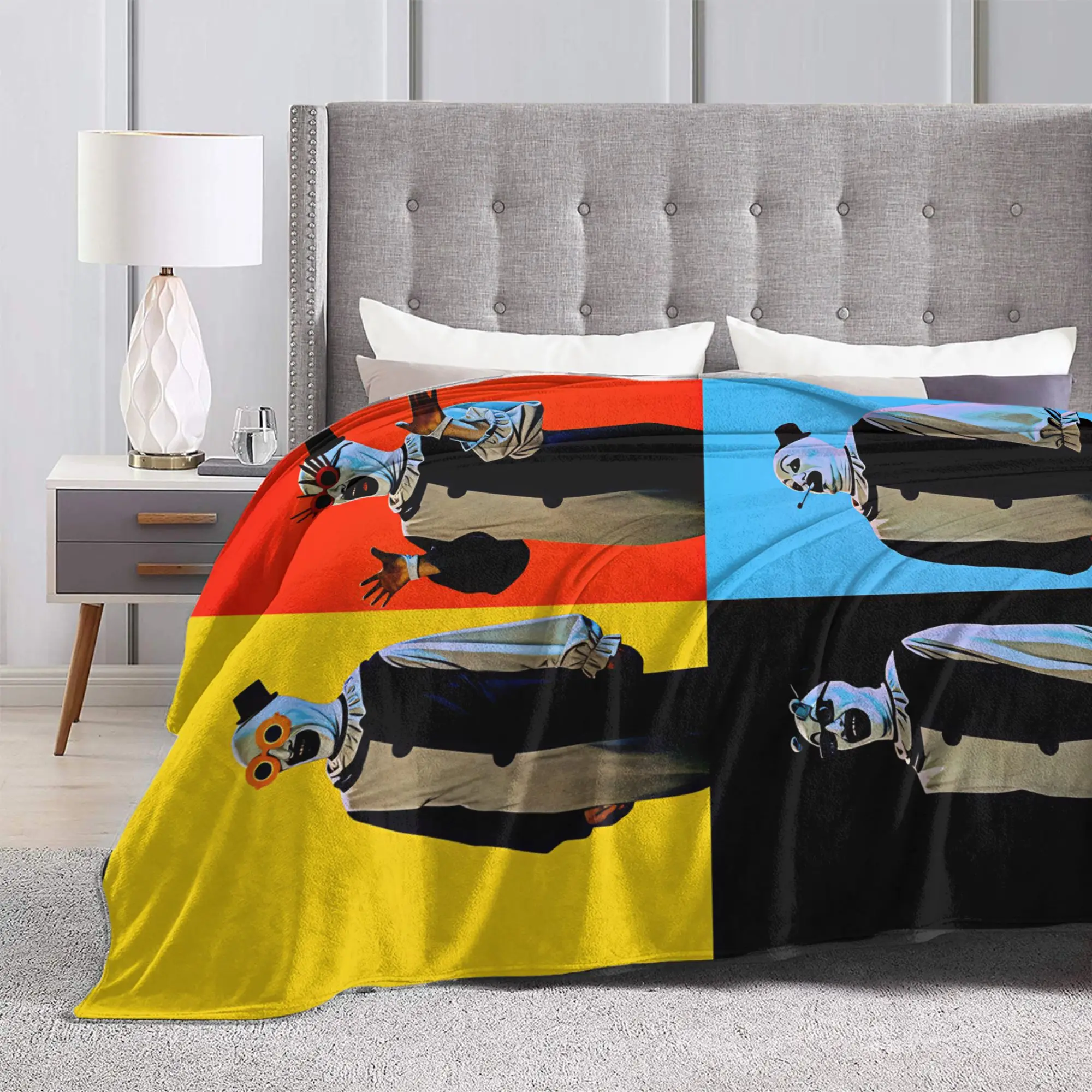 Terrifier 4 Halloween Blanket Quality Super Warm Horron Throw Blanket Autumn Boy Girl Couch Chair Sofa Bed Novelty Bedspread