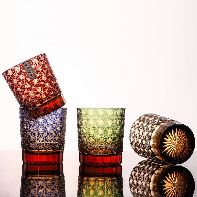 

Hand-carved Glass Wine Whiskey Edo Kiriko Crystal Wine Glasses Home Crafts