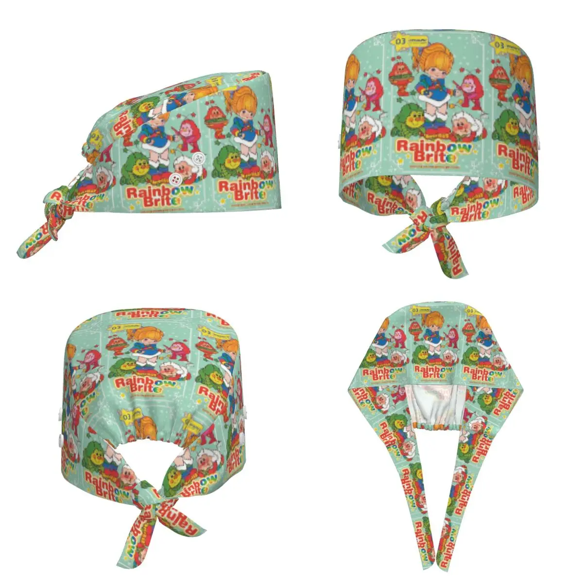Rainbows Brite Scrub Hat Doctor Working Surgical Cap Men Women Adjustable Nursing Caps for Dentist