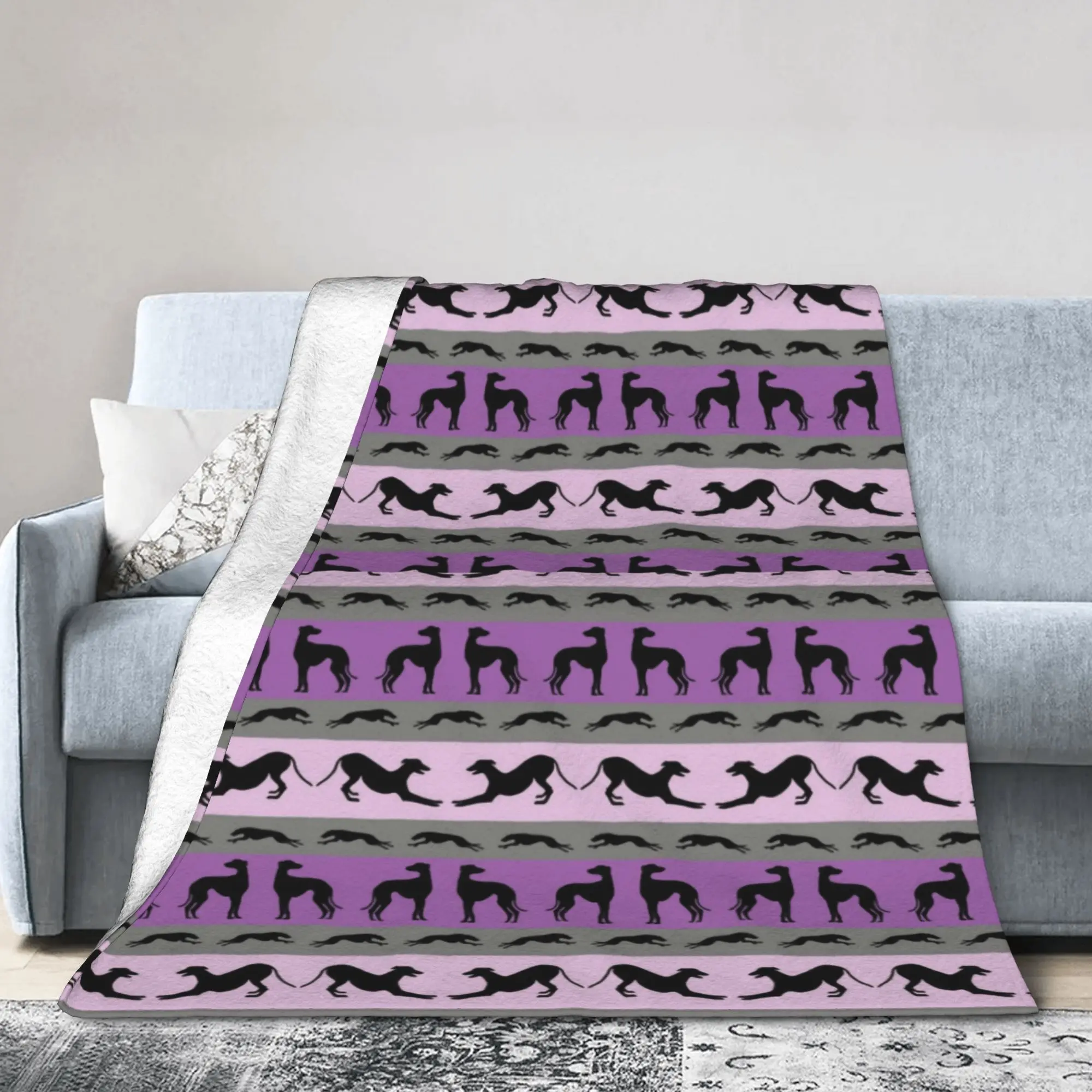Custom Greyt Greyhound Puppy Blanket 3D Printed Soft Flannel Fleece Warm Whippet Sighthound Dog for Home Bed Couch Quilt