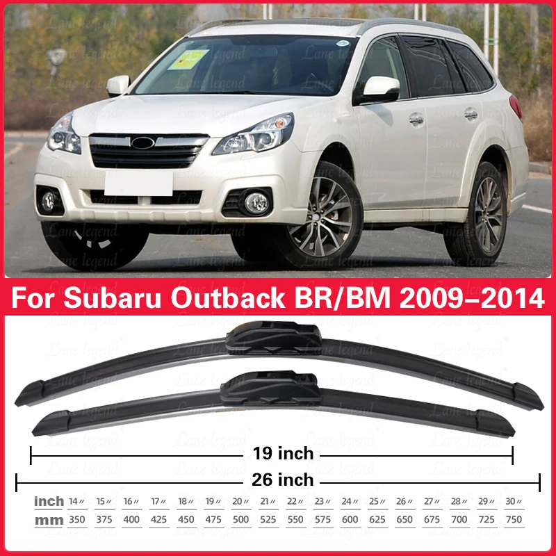 2 peças para subaru outback br/bm 2009 - 2014 lâminas de limpador dianteiro pára-brisas janela 2010 2011 2012 2013 26 "+ 19"