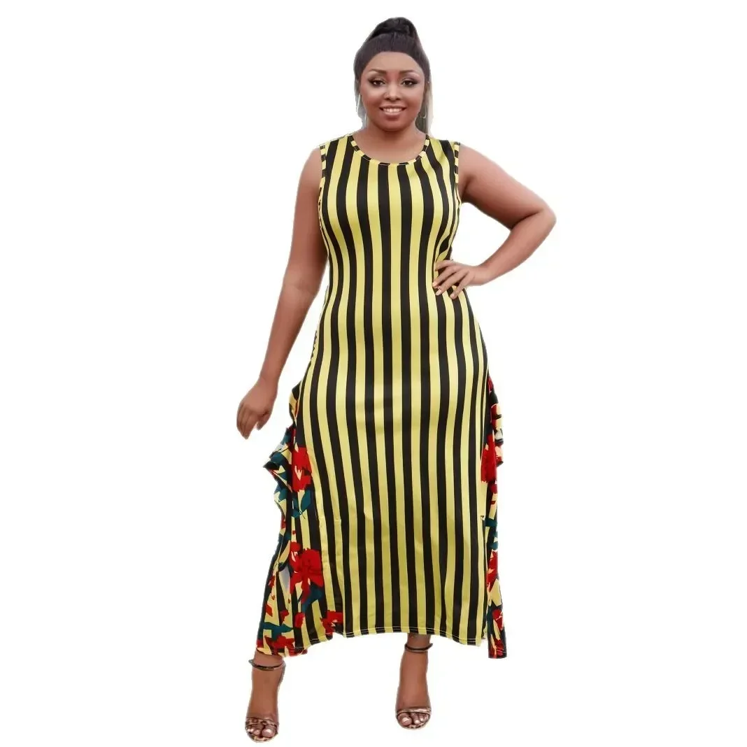 Sukienki afrykańskie plus size na zamówienie dla kobiet, letnia moda, afrykańska sukienka bez rękawów z nadrukiem, długa sukienka Dashiki, odzież afrykańska.