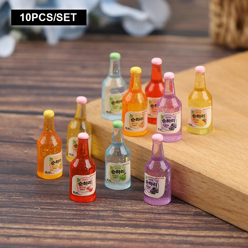 

10Pcs 1/12 Dollhouse Mini Drink Bottles Simulation Wine Bottles Model Doll Living Room Kitchen Decor Dolls Bar Accessories Toy