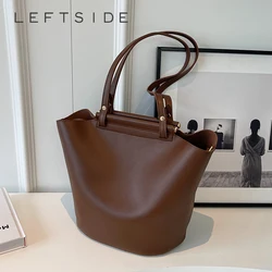 LEFTSIDE Retro large Shoulder Bags for Women 2023 Designer Trend Leather Tote Bag Females Simple Solid Color Handbags and Purses