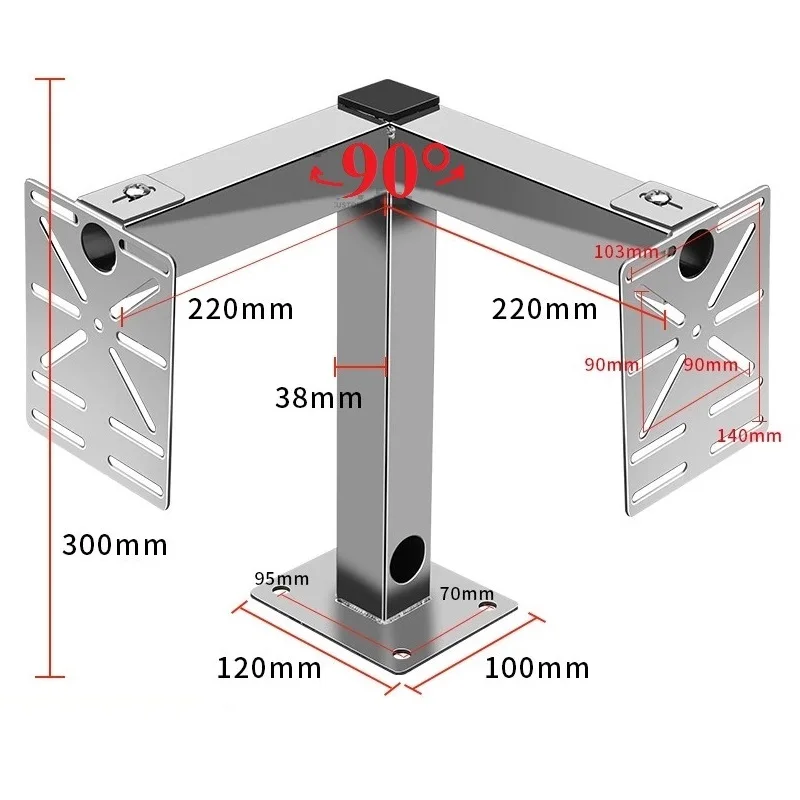 Bullet/Gun Camera Mount Universal Wall / Fence / Ceiling Camera Bracket for Twin Cameras SUS304 Stainless Steel, 90° Angle Mount