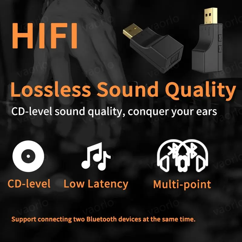 Światłowód USB Nadajnik audio Bluetooth Krótki czas oczekiwania Muzyka stereo Hi-Fi Dwustrumieniowy wielopunktowy adapter bezprzewodowy Bezstratna