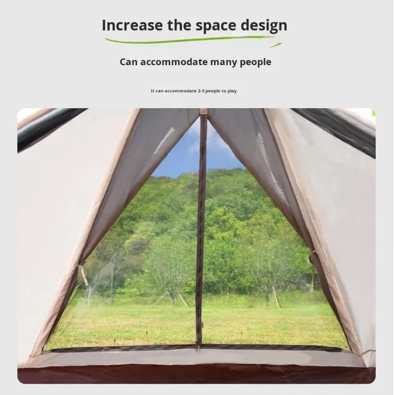 Outdoor Camping Summer Family Pyramid Tent Portable Folding Oxford Cloth Triangle Indian Anti-mosquito Net Sunscreen Rainproof