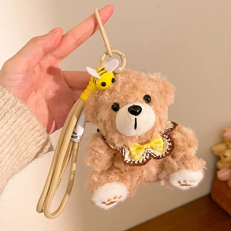 1 stücke Nette Cartoon Bär Plüsch Puppe Anhänger Schlüsselbund Exquisite Bär Gefüllte Puppen Spielzeug Tasche Charme Auto Schlüssel Dekorationen Kinder spielzeug