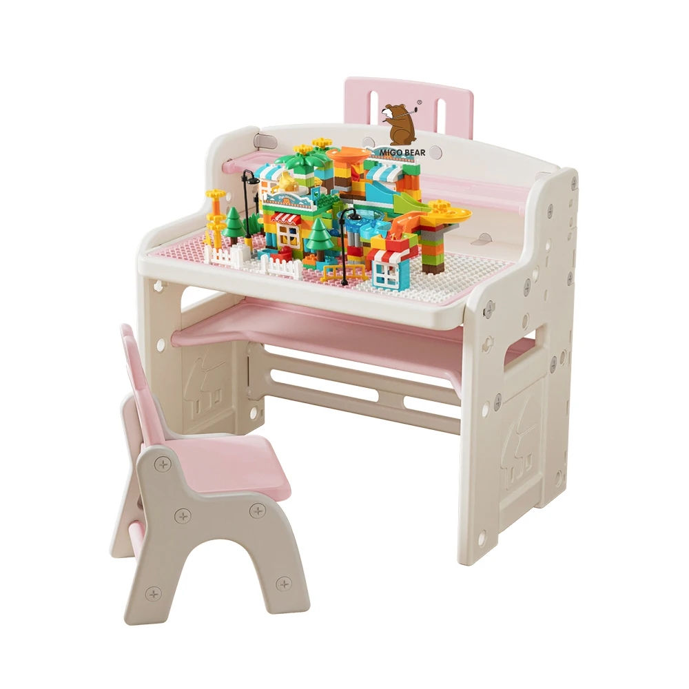 

Custom White Children's Writing Plastic Table Folding Baby Toy Storage Cabinet Playing Desk Kid's Sensory Table and Chairs