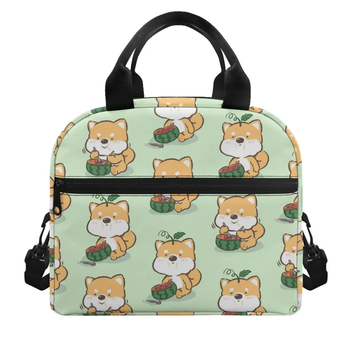 Lovely Corgi Eating Watermelon Print Girls Boys Mulit Large Capacity Handbag Hot Sales Easy To Carry Satchel Fashion Outdoor Bag