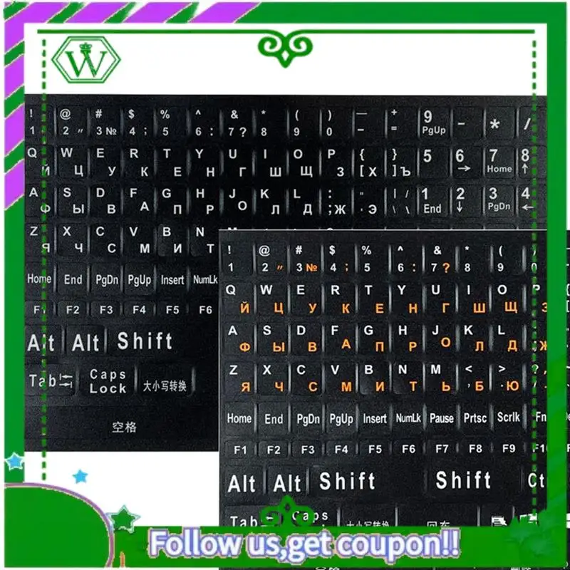 Reliable-1Pc Full Size Russian Keyboard Stickers Letter Alphabet Layout Sticker Key For Laptop Desktop PC Russian Durable - Whit